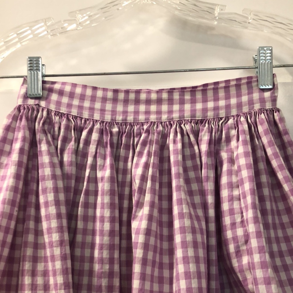 Handmade Gingham square dance Skirt Women's XS Vintage Lace Trim purple twirling - Picture 4 of 9